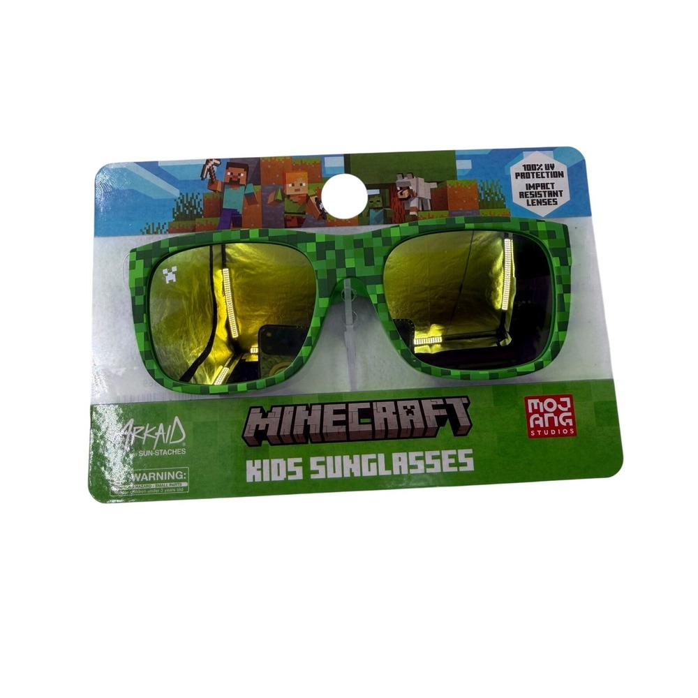 Minecraft Kids Sunglasses Creeper Green Pixel UV Protection Sun-Staches Arkaid